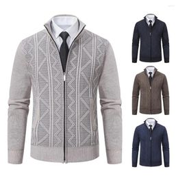 Men's Sweaters Autumn Winter Jackets Men Smart Casual Stand Collar Sweatercoat Fashion Geometric Knit Outerwear Mens Slim Coat Zipper Jacket