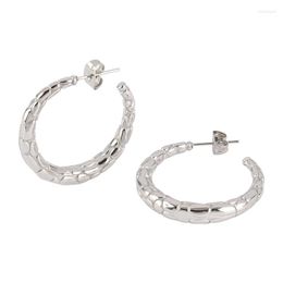 Hoop Earrings Stainless Steel Personality Big Hoops Punk Creativity Thick Tube Round Circle For Women Trendy Hiphop