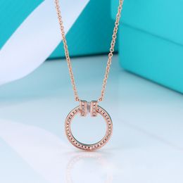 S925 sterling silver plated round letters designer pendant necklace for women cross chain cute choker luxury brand circle necklaces Jewellery gift