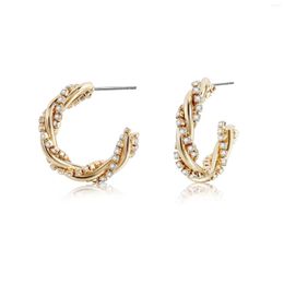 Hoop Earrings Badu Spiral Twisted For Women Gold Plated Geometric Circle Rhinestone Trendy Party Jewellry Fine Gifts