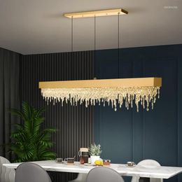 Chandeliers Modern Simple Restaurant Rectangular Room Decoration Glossy Crystal Chandelier Personality Creative Bar Home Decorative Lights