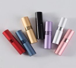 Portable Mini Spray Bottle Portable Aluminium Perfume Bottles Atomizer Travel Refillable Empty Cosmetic Container 7 Colours 8ml YL135959166