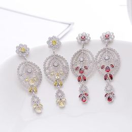 Hoop Earrings Real Brand Genuine Jewels Luxury Banquet Micro Set Zircon Female 925 Sterling Silver Drop Diamond Circle Tassel High Qu