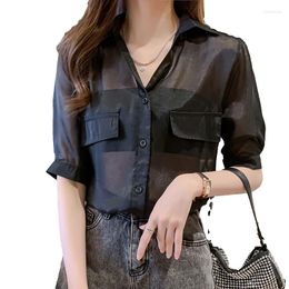 Women's Blouses Wholesale 2023 Spring Summer Autumn Fashion Casual Chiffon Women Shirt Woman Female OL Button Up PyY123