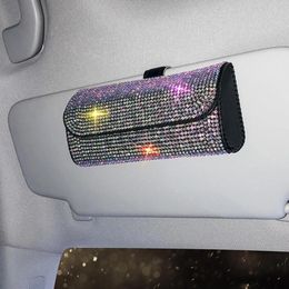 Interior Accessories Rhinestone Glasses Holder Car Sun Visor Sunglasses Eyeglasses Mount Ticket Card Clip