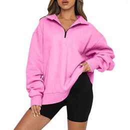 Women's Hoodies Oversized Half Zip Up Hoodie For Women Men Y2K Streetwear Fall Clothes Solid Colour Long Sleeve Pullovers Loose Sweater