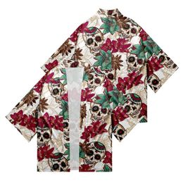 Men's Casual Shirts Skull Style Kimono Japanese Clothes Women/Men Unisex TopsMen's