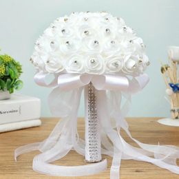 Wedding Flowers Bride Holding Foam Simulation Flower White Rose Bouquet Korean Pography