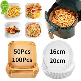 New 50/100Pcs Air fryer Baking Paper for Barbecue Plate Round Oven Pan Pad 16/20cm Oil-Proof Disposable Paper Liner