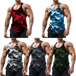 Men's Tank Tops Summer Camouflage Vest Men's Tank Top Breathable Bodybuilding Tee Gym Vest Sleeveless Men T-shirt Fashion Crew Neck Fitness Tee 230422