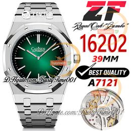 ZF 16202 50th Anniversary A7121 Automatic Mens Watch 39mm Gradient Green Dial Stick Markers Stainless Steel SS Bracelet Super Edition trustytime001Watches 0785B