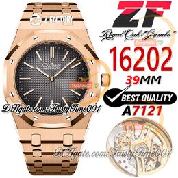 ZF 16202 50th Anniversary A7121 Automatic Mens Watch 39mm Gray Textured Dial Stick Markers Rose Gold Stainless SS Bracelet Super Edition trustytime001Watches