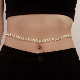 Chains French Top Designer Pearl Waist Chain For Women Fashion Luxury Metal Body Slim Belt Dress Accessories