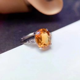 Crysral Clear Citrine Ring 8mmx10mm 2.5ct Natural Citrine 925 Silver Ring with 3 Layers 18K Gold Plating Silver Crystal Jewelry