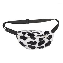 Waist Bags Women Cow Print Plush Bag Fanny Pack Pouch Sport Belt Hip Chest Crossbody Shoulder Purse