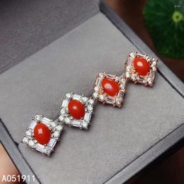 Stud Earrings KJJEAXCMY Fine Jewelry Natural Red Coral 925 Sterling Silver Women Ear Studs Support Test