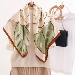 Scarves Spring Summer Autumn Fashion Printed Square Towels Camellia Blossom Large Women's Sunscreen Scarf Accessories