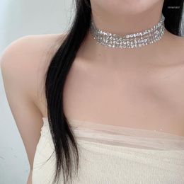 Chains Necklace For Women Lace Sequins Choker Necklaces Woman Trend Neck Silver Colour Korean Simple Entry Lux Fashion Lovers Party Gift