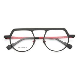 Sunglasses Frames Fashion Women Round Eyeglasses Frame Men 2023 Pure Titanium Retro Metal Eyeglass Double Bridge Prescription Glasses