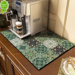 New Quick Drying Dish Mat Printed Kitchen Tableware Coffee Draining Pad Dinnerware Cup Bottle Placemat Super Absorbent Mats