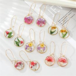 Dangle Earrings Dried Flower Dynamic Dripping Glue Unique Ornaments Ladies Jewelry Fashionable Bright Colors