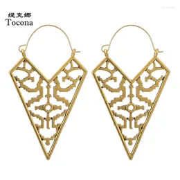 Dangle Earrings Vintage Gold Silver Colour Drop Earring For Women Geometric Hollow Triangle India Party Jewellery Wholesale 9663