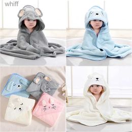 Towels Robes Cartoon Animal Baby Bath Towel Newborn Girl Boy Wrap Blanket Absorbent Baby Bathrobe Hooded Coral Fleece Bath Towels 0-12 MonthsL231123