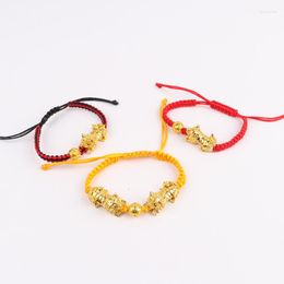 Charm Bracelets 2023 Year Of The Tiger Braided Red String Bracelet Gold-plated Hand-woven Men's And Women's Gold Little