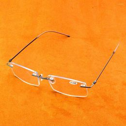 Sunglasses Titanium Frame Ultra Light Memory Grey Coating Lenses Men Women Rimless Reading Glasses 0.75 1 1.5 1.75 2 2.25 To 4