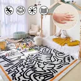 Carpets Fashion Modern Decorative Graffiti Plush Rugs Floral Simple Non-slip Warm Wool For Living Room Bedroom Large Area Mat