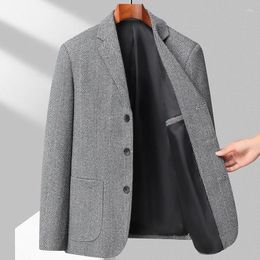 Men's Suits High End Wool Suit Autumn And Winter 2023 Fashion Business Casual Woollen Light Luxury Thick Cardigan Coat