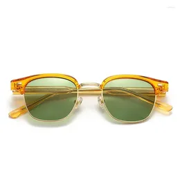 Sunglasses Europe America Woman Metal Polarized Green OrangeTR90 Retro Anti Blue Light Male Sun Glasses Uv400 Frame