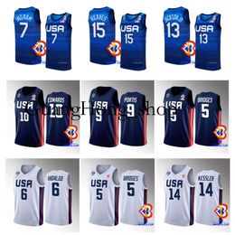 GH 2023 World Cup Team Usas Basketball Jersey Anthony Edwards Brandon Ingram Paolo Banchero Mikal Bridges Jalen Brunson Jaren Jackson Jr. Hot