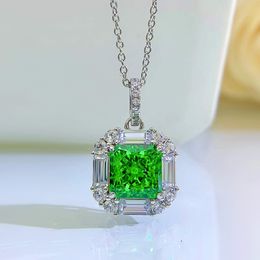 Vintage Emerald Diamond Pendant 100% Real 925 Sterling Silver Party Wedding Pendants Necklace For Women Bridal Promise Jewelry