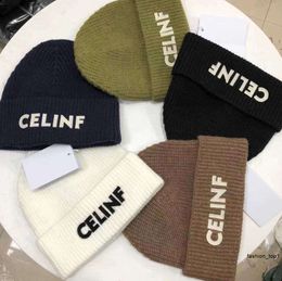 CELINF Autumn/Winter Knitted Hat Big Brand Designer Beanie/Skull Caps Stacked Hat Baotou Letter Ribbed Woolen Hat11