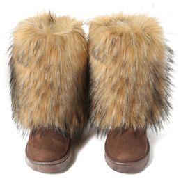 lady VOTODA Women Fur Boots Faux Fur Snow Boots Warm Short Plush Lining Fluffy Winter Boots Fashion Furry Shoes Woman Fuzzy Boots