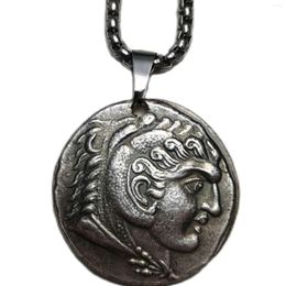 Pendant Necklaces Vintage Ancient Coin Silver Plated Man / Women Jewelry P0032