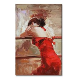 Handmade Red Abstract Oil Painting Wall Art Impression Figure Flamenco Dancer on Canvas For Home decoration gift5292500