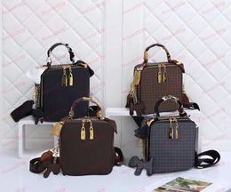 Double Zipper Handbag Shoulder Bag Printed Checkered Mini Trunk Bag Luxury Ladies Totes Briefcase Designer Tassel Pendant Bags