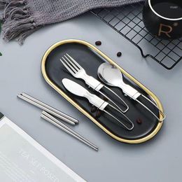 Dinnerware Sets The Kitchen Utensils 304 Tableware Set Salad Spoon Fork Chopsticks Folding Outdoor Picnic Travel Portable Foldable