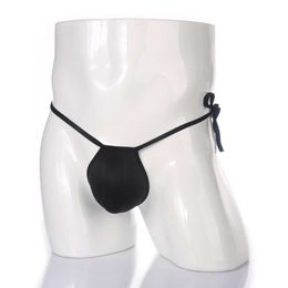 Men's Sexy Thong Sponge Pad Push Up Cup Underwear T Back U Convex Panties Bulge Pouch Adjustable Tie Hombre