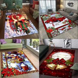 Carpets Customizable Christmas Poinsettia Snowman Carpet Living Room Home Sofa Table Area Carpet Bedroom Bedside Floor Mat