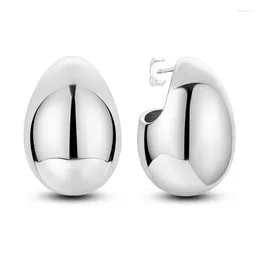 Stud Earrings Trendy 925 Sterling Silver Solid Egg-Shaped Round For Women's Dating Exquisite Jewellery Accessories Valentine's Day Gift