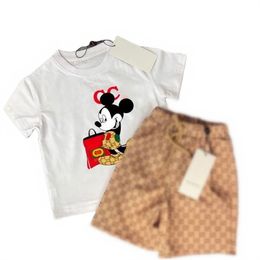 Детская футболка с короткими рукавами, шорты, хлопковый костюм, новинка 2023 года, модный пионер мужского и женского костюма, тренд 90-160 см, D175