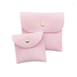 Jewelry Pouches Envelope Velvet Bags Gift Packaging Pouch With Snap Fastener Dust Proof Storage Pink