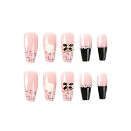 False Nails Pink Nail With Pearl Setting Durable & Never Splitting Comfort Fake For Girl Dress Matching