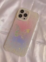 Designer Silicone phone case Laser Butterfly Suitable for iPhone 14 13 12 Pro max 11 14plus Soft shell Anti-fall phone case