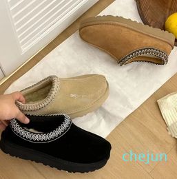 Comfort Short Boots Suede Upper Slip-on Shoes Fur Tazz Warm Thick Chestnut Ankle Snow Fluffy Woo