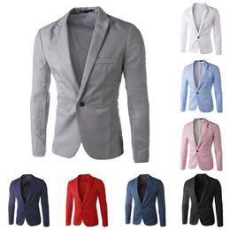 Men's Suits 2023 Fashion Men One Button Blazer Solid Colour Slim Fit England Casual Suit Blaser Male Spring And Autumn Jacket