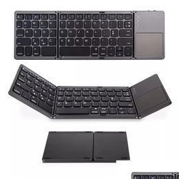 Keyboards Wireless Bluetooth Three Folding Keyboard Computer Office Tra-Thin Portable Support Systems B033 Wholesale Drop Delivery Com Dhwgz